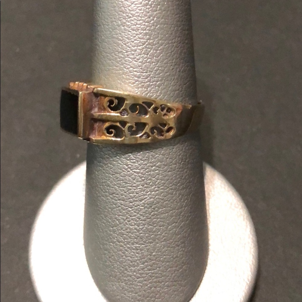 Copper ring with Black Onyx stone size 8 - Picture 3 of 4